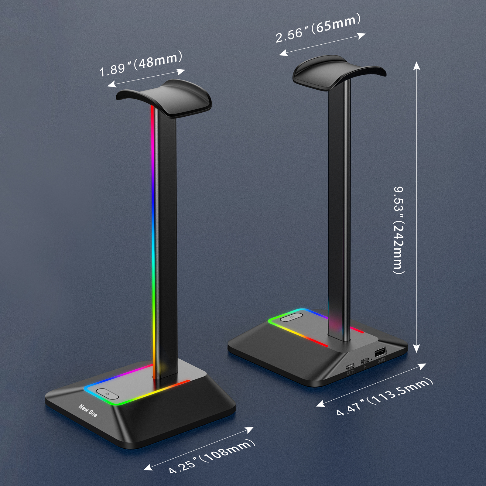 New Bee Z8 RGB Headphones Stan - Headphone Stand Desk のレビューと価格