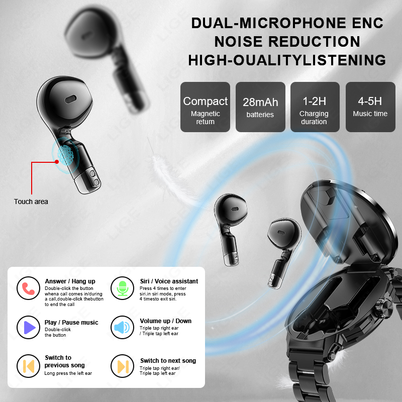 New Men's 2 In 1 Headset Smart - Earbuds Charging Case のレビューと価格