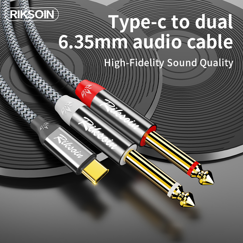 USB Type C to Dual 6.35mm TS A - Audio Splitter Y のレビューと価格