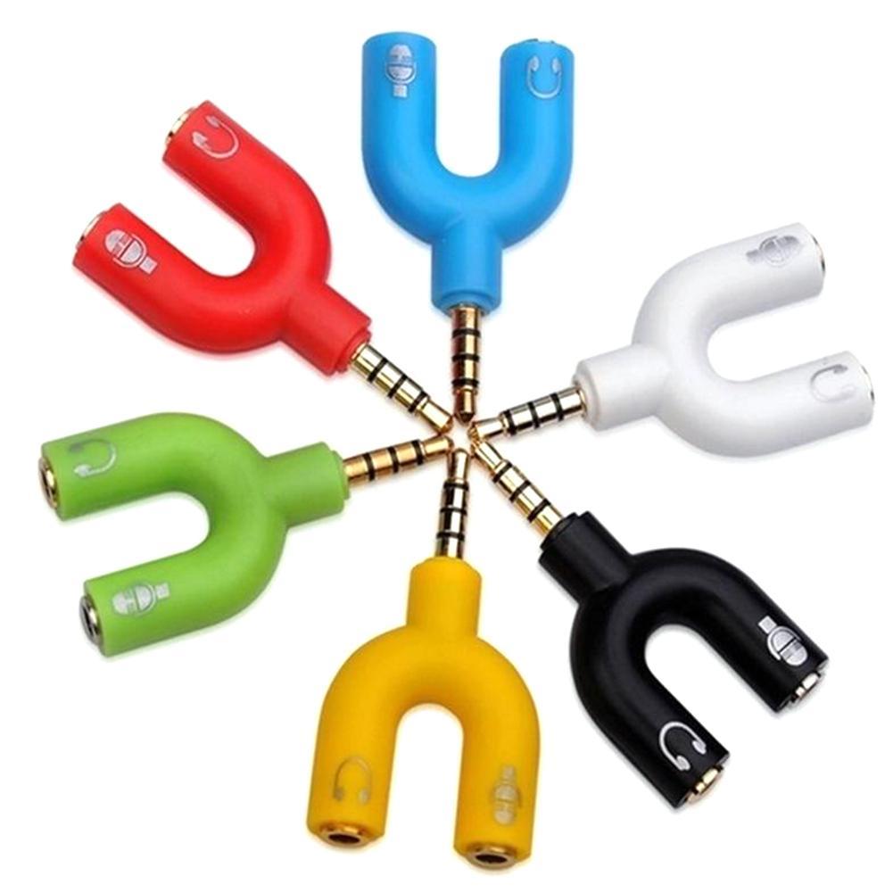 1PC Dual 3.5MM U Type Adapter  - Earphone Splitter Jack のレビューと価格