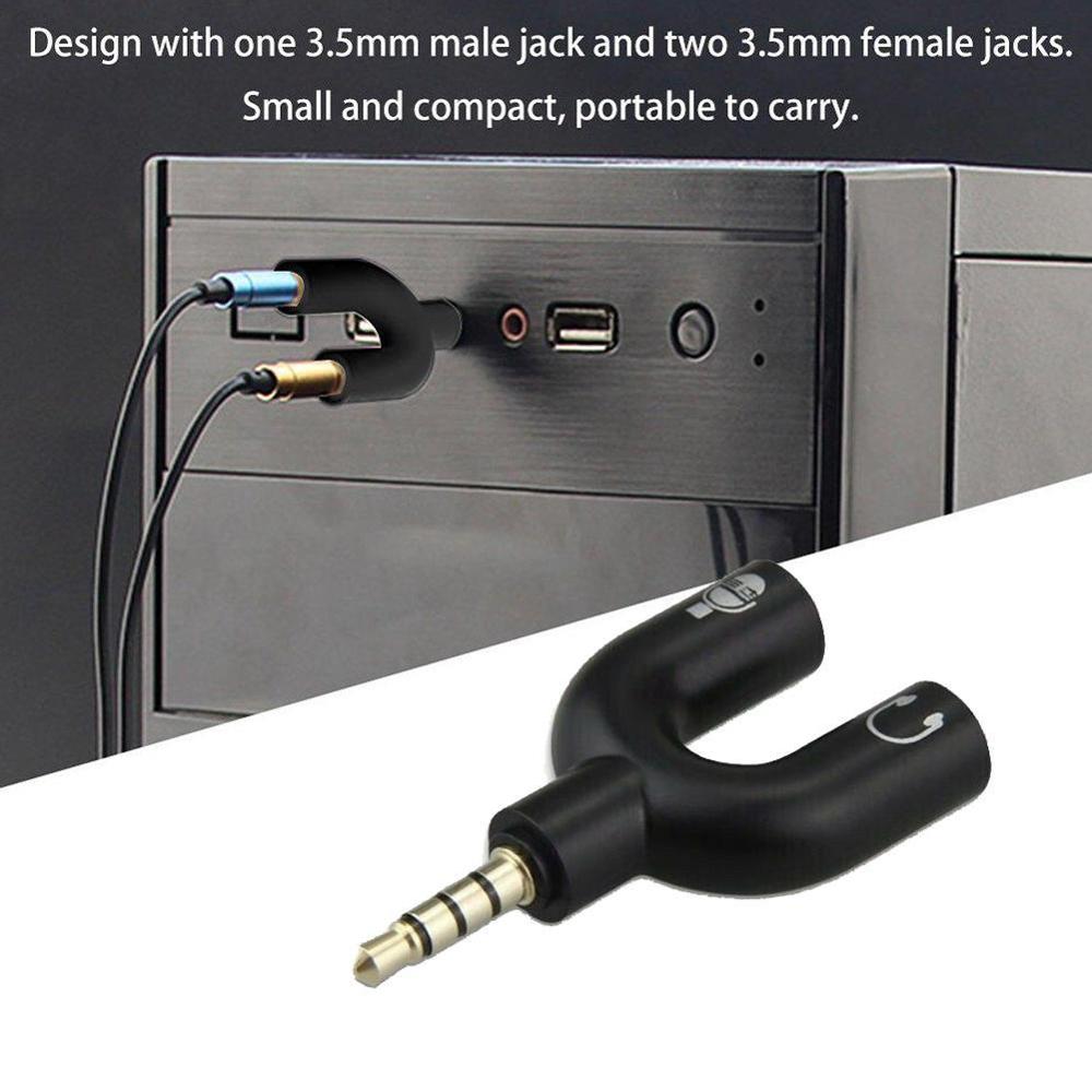 1PC Dual 3.5MM U Type Adapter  - Earphone Splitter Jack のレビューと価格