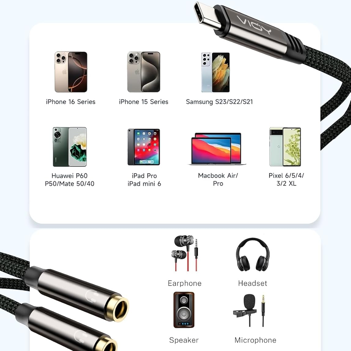 USB C To Dual 3.5mm Female Hea - Audio Splitter Y のレビューと価格