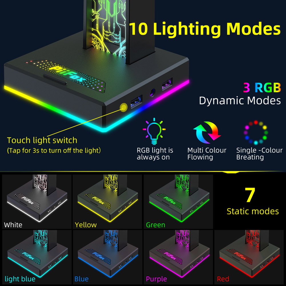 RGB Gaming Headphone Stand Dua - Headphone Stand Desk のレビューと価格